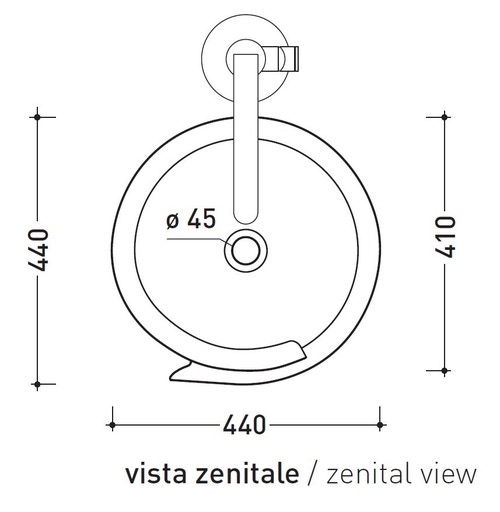 Immagine di Flaminia MONOROLL lavabo a colonna 44 cm da centro stanza, senza troppopieno, colore bianco finitura lucido MR44C