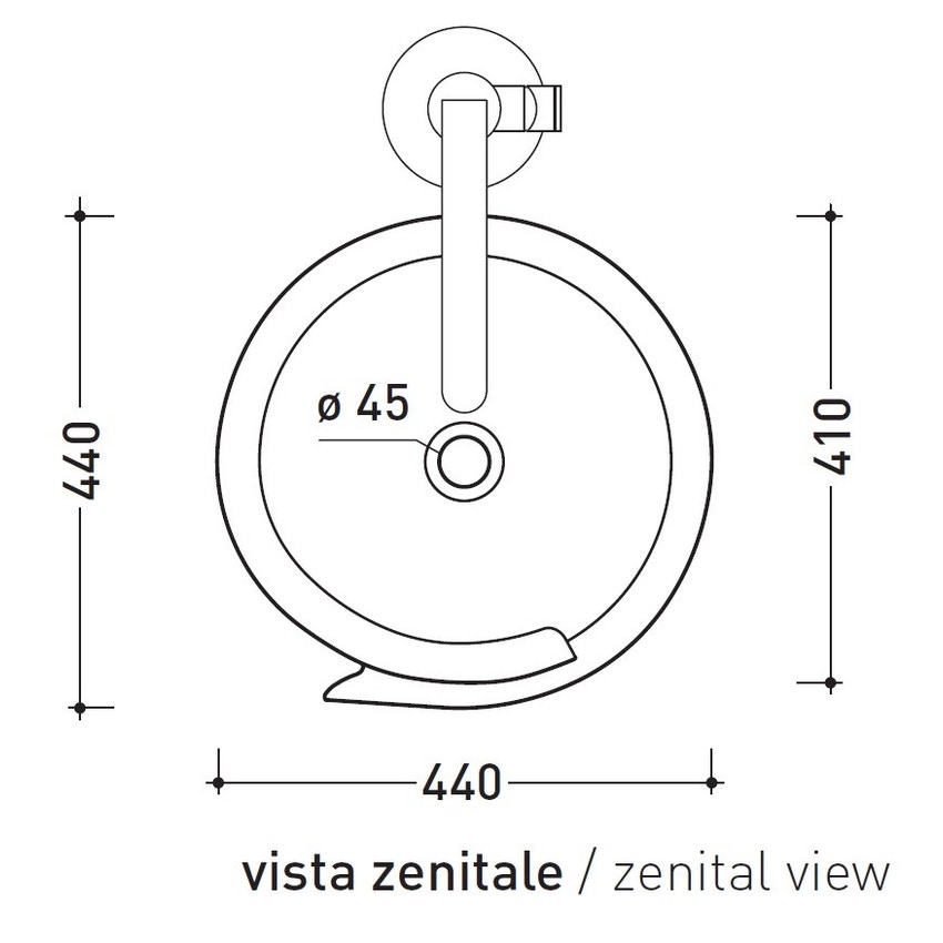 Immagine di Flaminia MONOROLL lavabo a colonna 44 cm da centro stanza, senza troppopieno, colore bianco finitura lucido MR44C