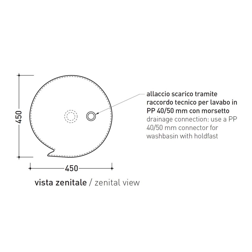 Immagine di Flaminia MONOROLL lavabo a colonna 44 cm da centro stanza, senza troppopieno, colore bianco finitura lucido MR44C