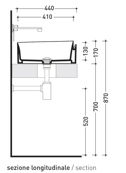 Immagine di Flaminia ROLL 44 lavabo 44 cm da appoggio, senza troppopieno, colore bianco finitura lucido RL44L