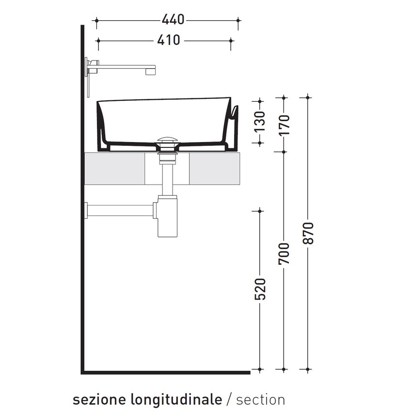 Immagine di Flaminia ROLL 44 lavabo 44 cm da appoggio, senza troppopieno, colore bianco finitura lucido RL44L