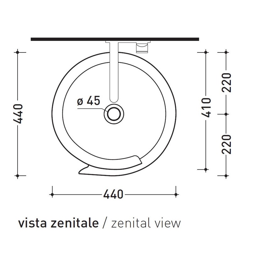 Immagine di Flaminia ROLL 44 lavabo 44 cm da appoggio, senza troppopieno, colore bianco finitura lucido RL44L