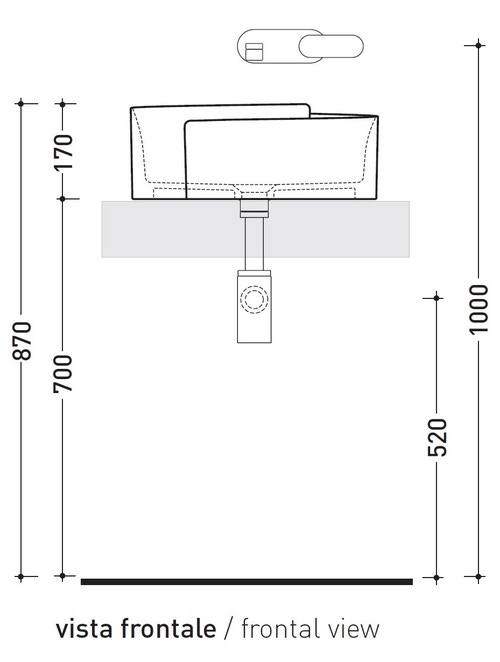 Immagine di Flaminia ROLL 44 lavabo 44 cm da appoggio, senza troppopieno, colore bianco finitura lucido RL44L