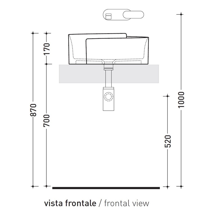 Immagine di Flaminia ROLL 44 lavabo 44 cm da appoggio, senza troppopieno, colore bianco finitura lucido RL44L