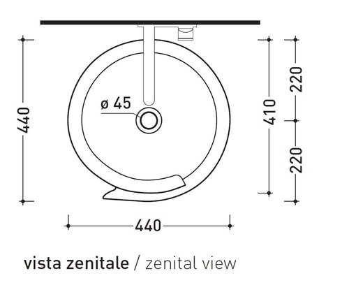 Immagine di Flaminia ROLL 44 lavabo 44 cm da appoggio, senza troppopieno, colore carbone finitura opaco RL44LCAR