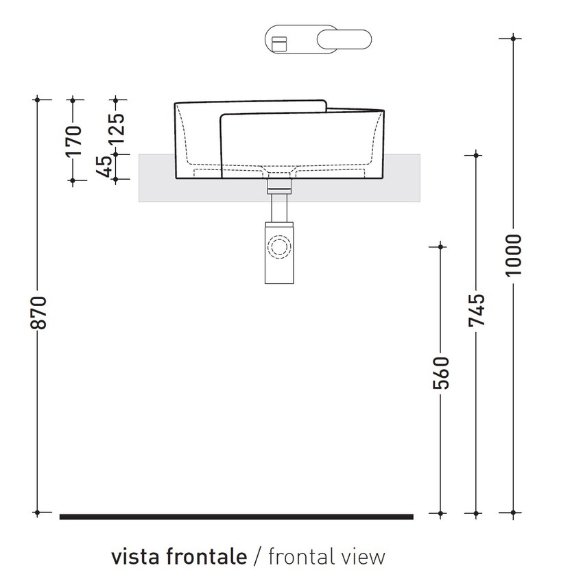 Immagine di Flaminia ROLL 44 lavabo 44 cm semincasso, senza troppopieno, colore bianco finitura lucido RL44S