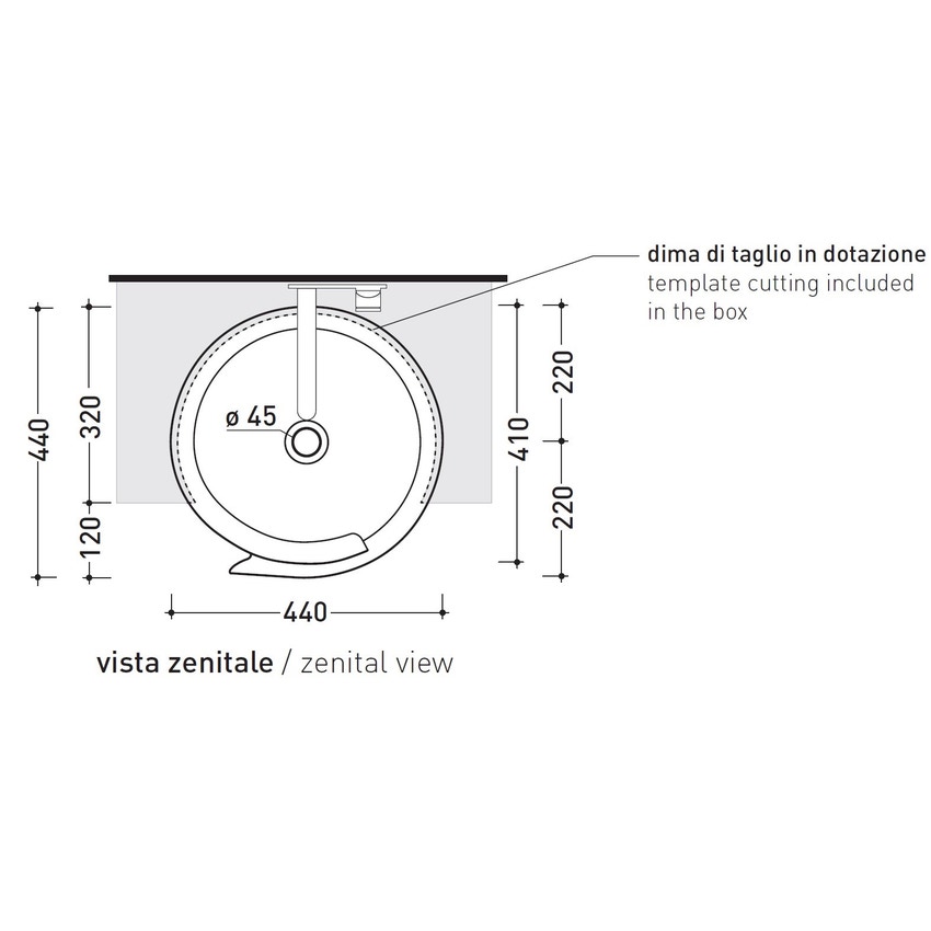 Immagine di Flaminia ROLL 44 lavabo 44 cm semincasso, senza troppopieno, colore bianco finitura lucido RL44S