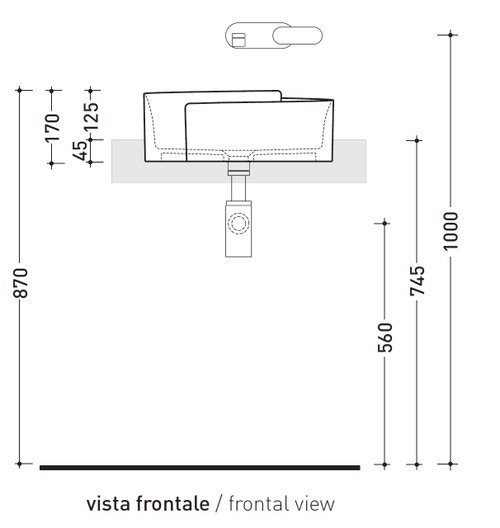 Immagine di Flaminia ROLL 44 lavabo 44 cm semincasso, senza troppopieno, colore carbone finitura opaco RL44SCAR