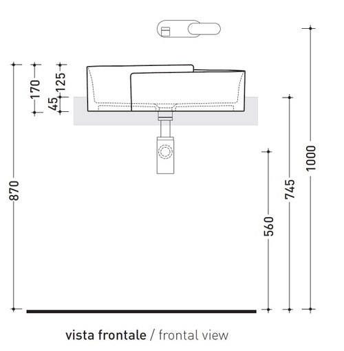Immagine di Flaminia ROLL 56 lavabo 56 cm semincasso, senza troppopieno, colore bianco finitura lucido RL56S