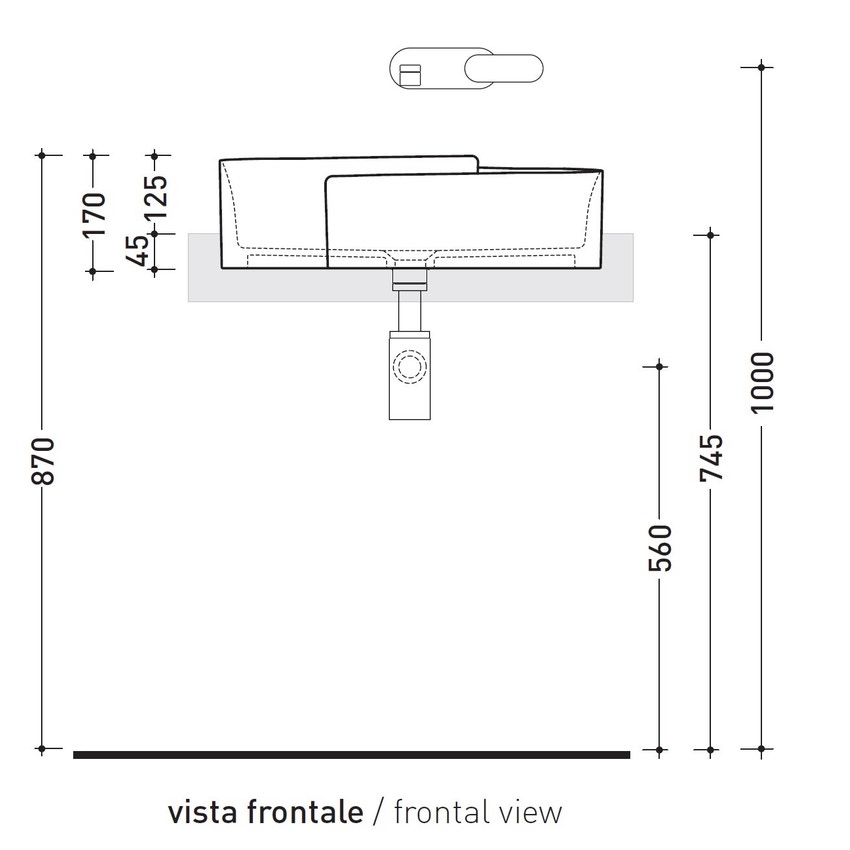 Immagine di Flaminia ROLL 56 lavabo 56 cm semincasso, senza troppopieno, colore bianco finitura lucido RL56S