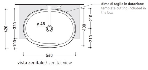 Immagine di Flaminia ROLL 56 lavabo 56 cm semincasso, senza troppopieno, colore bianco finitura lucido RL56S
