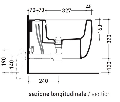 Immagine di Flaminia MONÒ bidet sospeso monoforo, con troppopieno, colore bianco finitura lucido MN218