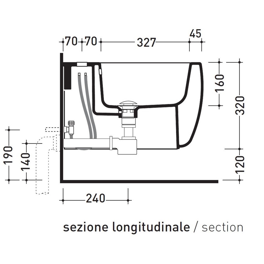 Immagine di Flaminia MONÒ bidet sospeso monoforo, con troppopieno, colore bianco finitura lucido MN218