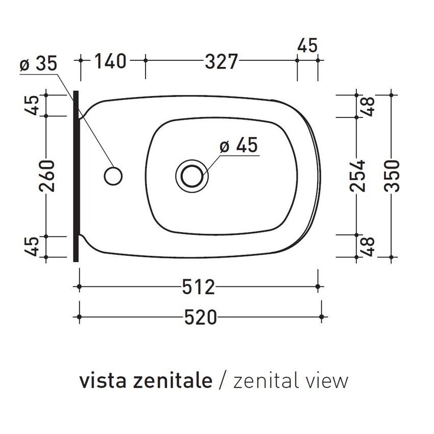Immagine di Flaminia MONÒ bidet sospeso monoforo, con troppopieno, colore bianco finitura lucido MN218