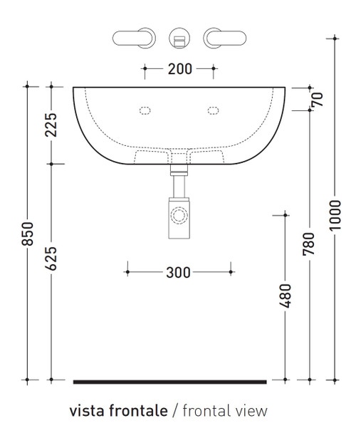 Immagine di Flaminia DIP 62 lavabo 62 cm da appoggio o sospeso, con troppopieno, colore bianco finitura lucido DP482
