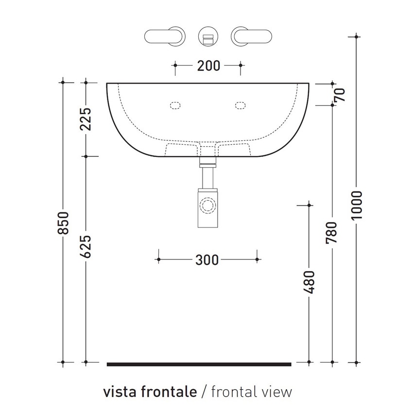 Immagine di Flaminia DIP 62 lavabo 62 cm da appoggio o sospeso, con troppopieno, colore bianco finitura lucido DP482
