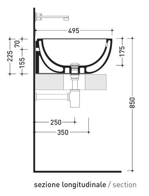 Immagine di Flaminia DIP 62 lavabo 62 cm da appoggio o sospeso, con troppopieno, colore bianco finitura lucido DP482