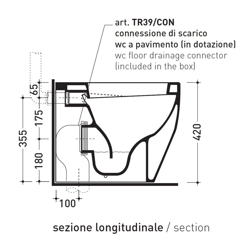 Immagine di Flaminia TERRA vaso a pavimento back to wall con scarico S/P, bianco TR117