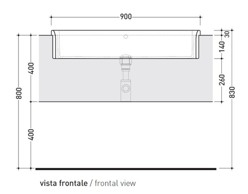 Immagine di Flaminia UNA 90 lavabo 90 cm semincasso, con troppopieno, colore bianco finitura lucido UNA90L