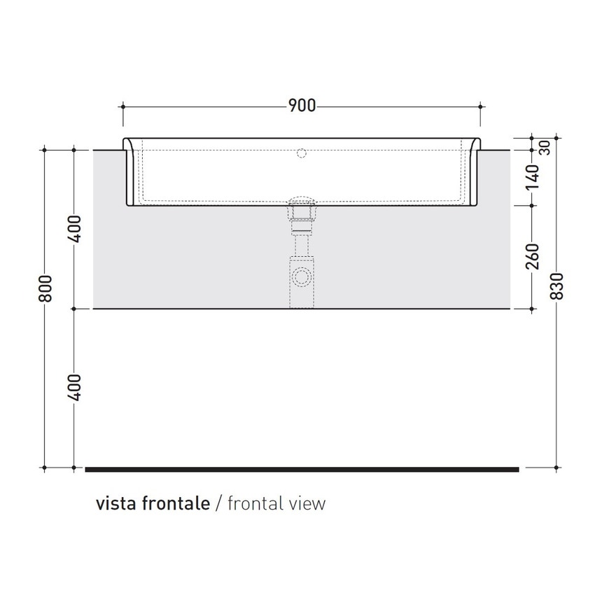 Immagine di Flaminia UNA 90 lavabo 90 cm semincasso, con troppopieno, colore bianco finitura lucido UNA90L