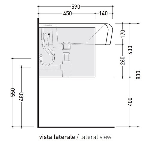 Immagine di Flaminia UNA 90 lavabo 90 cm semincasso, con troppopieno, colore bianco finitura lucido UNA90L
