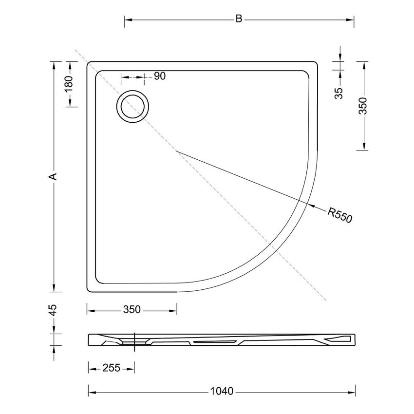 Immagine di Pozzi Ginori 4.5 piatto doccia extrapiatto angolare 90x90 cm con foro per piletta da 90 mm  finitura bianco 61012000