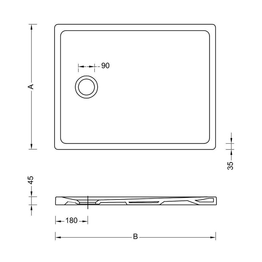 Immagine di Pozzi Ginori 4.5 piatto doccia extrapiatto rettangolare 100x80 cm con foro per piletta da 90 mm  finitura bianco 61014000
