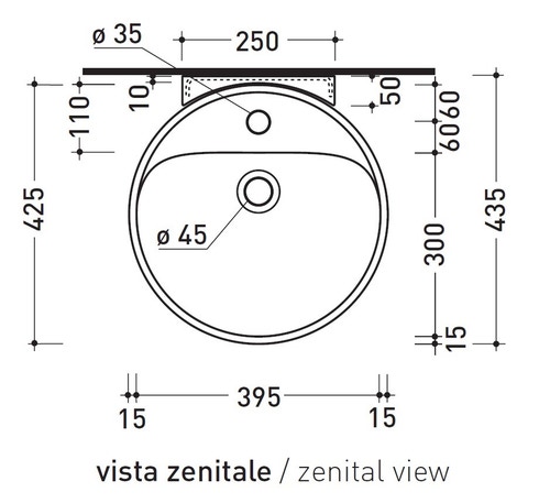 Immagine di Flaminia TWIN SET 42 lavabo 42 cm monoforo sospeso, con piano rubinetteria, colore bianco finitura lucido 5050/42S