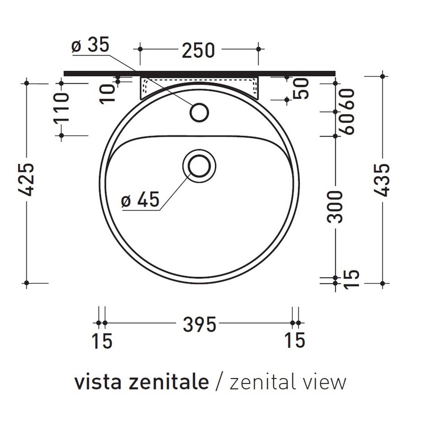 Immagine di Flaminia TWIN SET 42 lavabo 42 cm monoforo sospeso, con piano rubinetteria, colore bianco finitura lucido 5050/42S