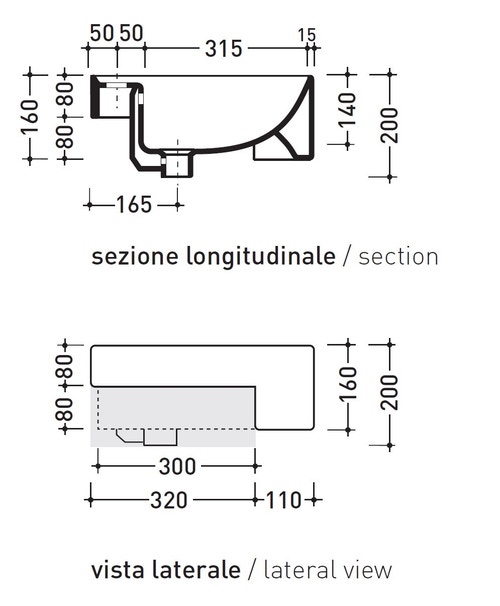 Immagine di Flaminia TWIN SET 42 lavabo 42 cm semincasso, monoforo, con troppopieno, colore bianco finitura lucido 5054/42