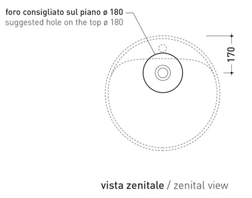Immagine di Flaminia TWIN SET 52 lavabo da appoggio 52 cm, monoforo, con troppopieno, colore bianco finitura lucido 5050/A