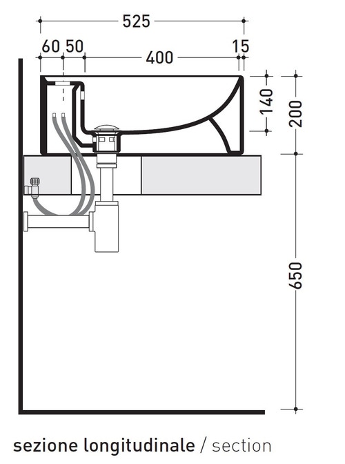 Immagine di Flaminia TWIN SET 52 lavabo da appoggio 52 cm, monoforo, con troppopieno, colore bianco finitura lucido 5050/A