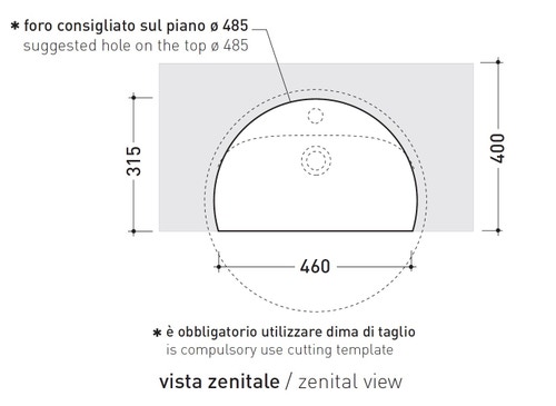 Immagine di Flaminia TWIN SET 52 lavabo 52 cm monoforo da semincasso, con piano rubinetteria, colore bianco finitura lucido 5054