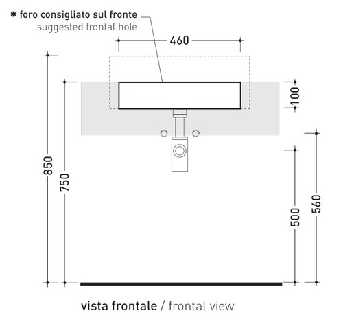 Immagine di Flaminia TWIN SET 52 lavabo 52 cm monoforo da semincasso, con piano rubinetteria, colore bianco finitura lucido 5054
