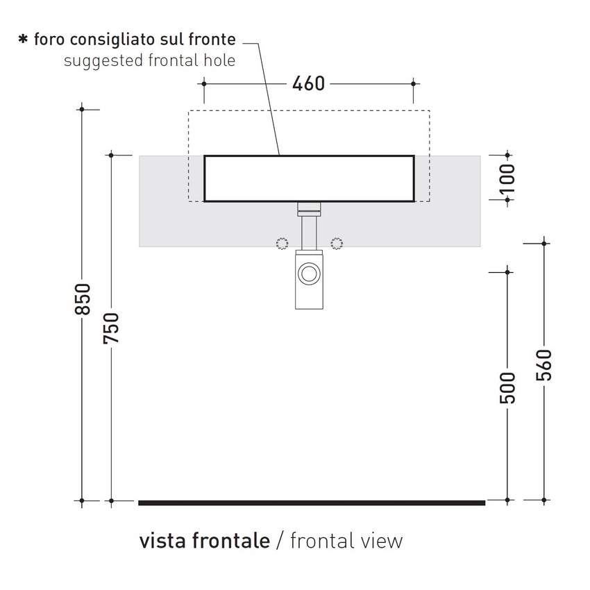 Immagine di Flaminia TWIN SET 52 lavabo 52 cm monoforo da semincasso, con piano rubinetteria, colore bianco finitura lucido 5054