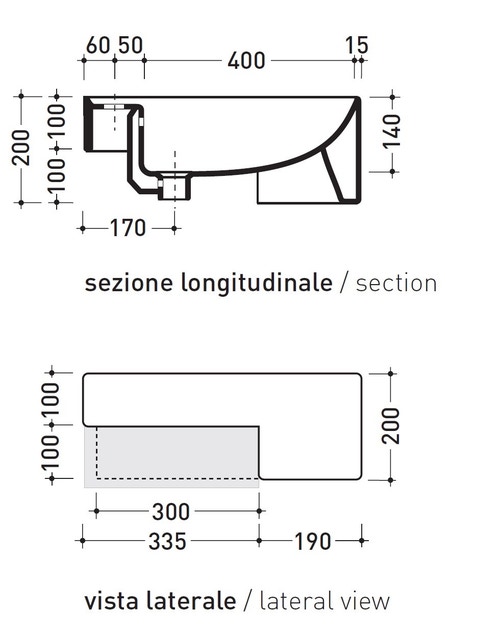 Immagine di Flaminia TWIN SET 52 lavabo 52 cm monoforo da semincasso, con piano rubinetteria, colore bianco finitura lucido 5054