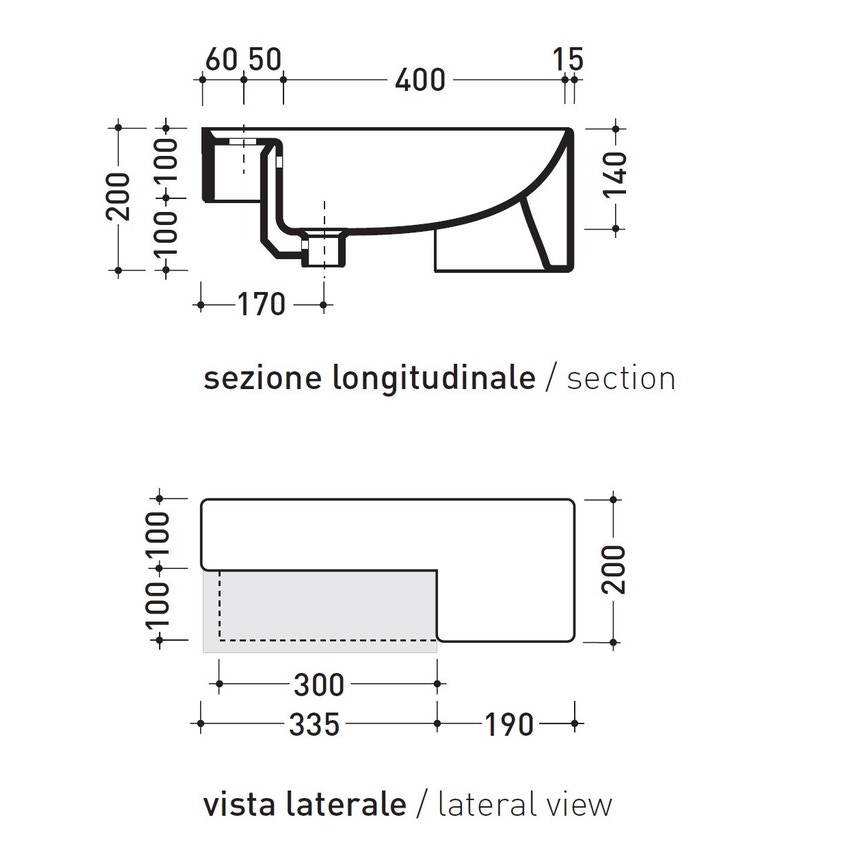 Immagine di Flaminia TWIN SET 52 lavabo 52 cm monoforo da semincasso, con piano rubinetteria, colore bianco finitura lucido 5054