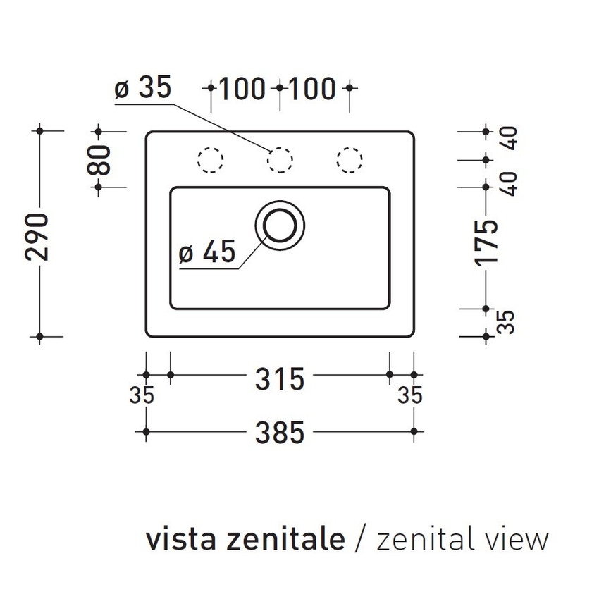 Immagine di Flaminia ACQUABABY lavamani da appoggio o sospeso 38.5 cm, colore bianco finitura lucido 5088