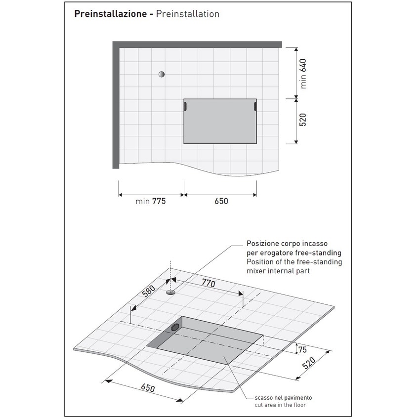 Immagine di Flaminia LEGGERA vasca da appoggio 210 cm, in pietraluce, senza troppopieno, colore bianco finitura lucido LG210B