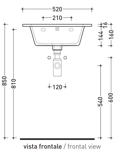 Immagine di Flaminia VOLO 52 lavabo 52 cm da appoggio o sospeso, con troppopieno, colore bianco finitura lucido VL52L
