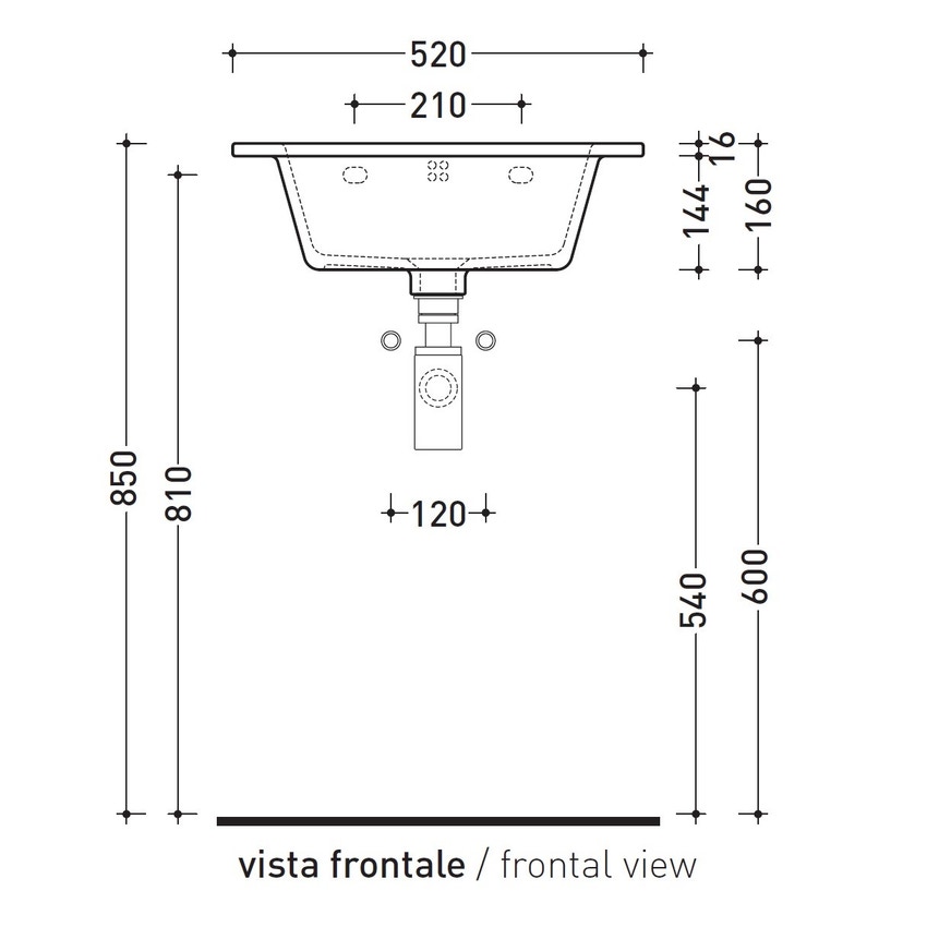 Immagine di Flaminia VOLO 52 lavabo 52 cm da appoggio o sospeso, con troppopieno, colore bianco finitura lucido VL52L