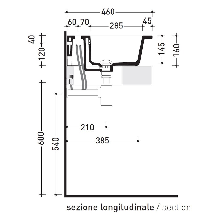 Immagine di Flaminia VOLO 52 lavabo 52 cm da appoggio o sospeso, con troppopieno, colore bianco finitura lucido VL52L