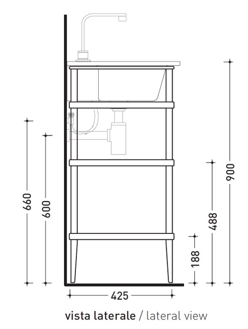 Immagine di Flaminia VOLO mobile in metallo con 2 ripiani in cristallo per lavabo VOLO 52, finitura cromo VL52M