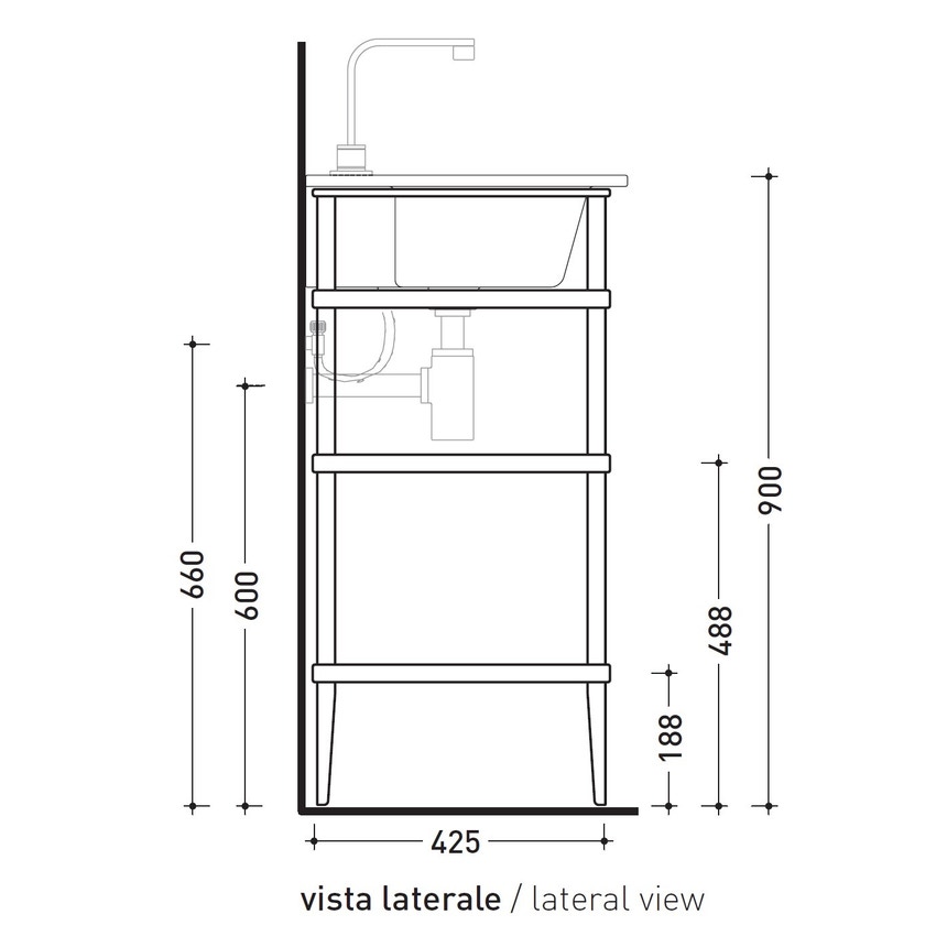 Immagine di Flaminia VOLO mobile in metallo con 2 ripiani in cristallo per lavabo VOLO 52, finitura cromo VL52M