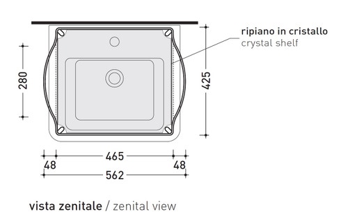 Immagine di Flaminia VOLO mobile in metallo con 2 ripiani in cristallo per lavabo VOLO 52, finitura cromo VL52M