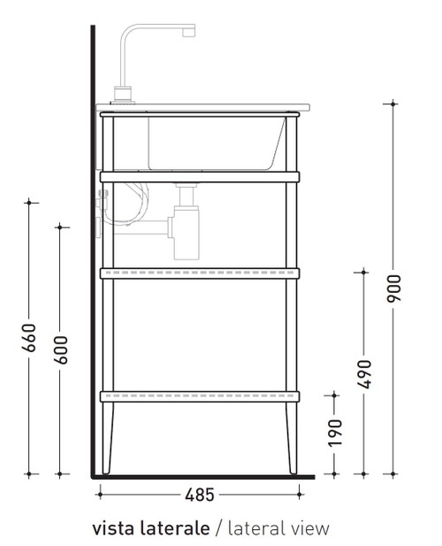 Immagine di Flaminia VOLO mobile in metallo con 2 ripiani in cristallo per lavabo VOLO 66, cromo VL66M