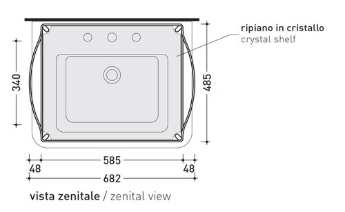 Immagine di Flaminia VOLO mobile in metallo con 2 ripiani in cristallo per lavabo VOLO 66, cromo VL66M