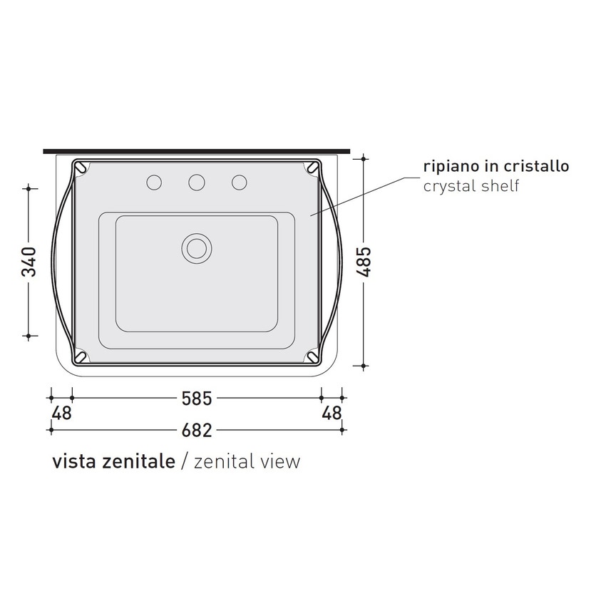Immagine di Flaminia VOLO mobile in metallo con 2 ripiani in cristallo per lavabo VOLO 66, cromo VL66M
