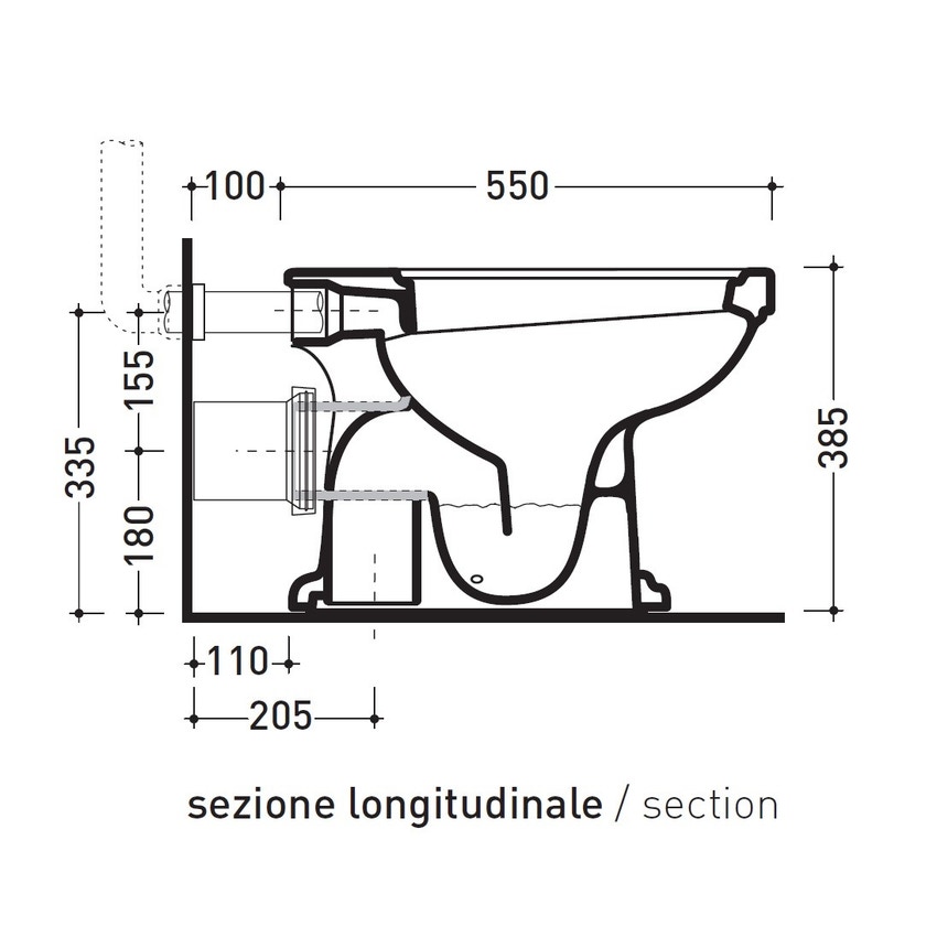 Immagine di Flaminia EFI vaso con scarico parete, senza sedile, colore bianco finitura lucido 6011