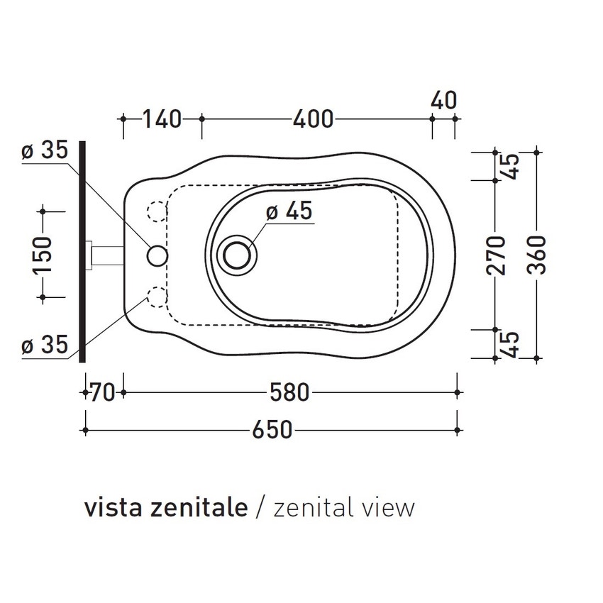 Immagine di Flaminia EFI bidet a pavimento, monoforo, con troppopieno, colore bianco finitura lucido 6005